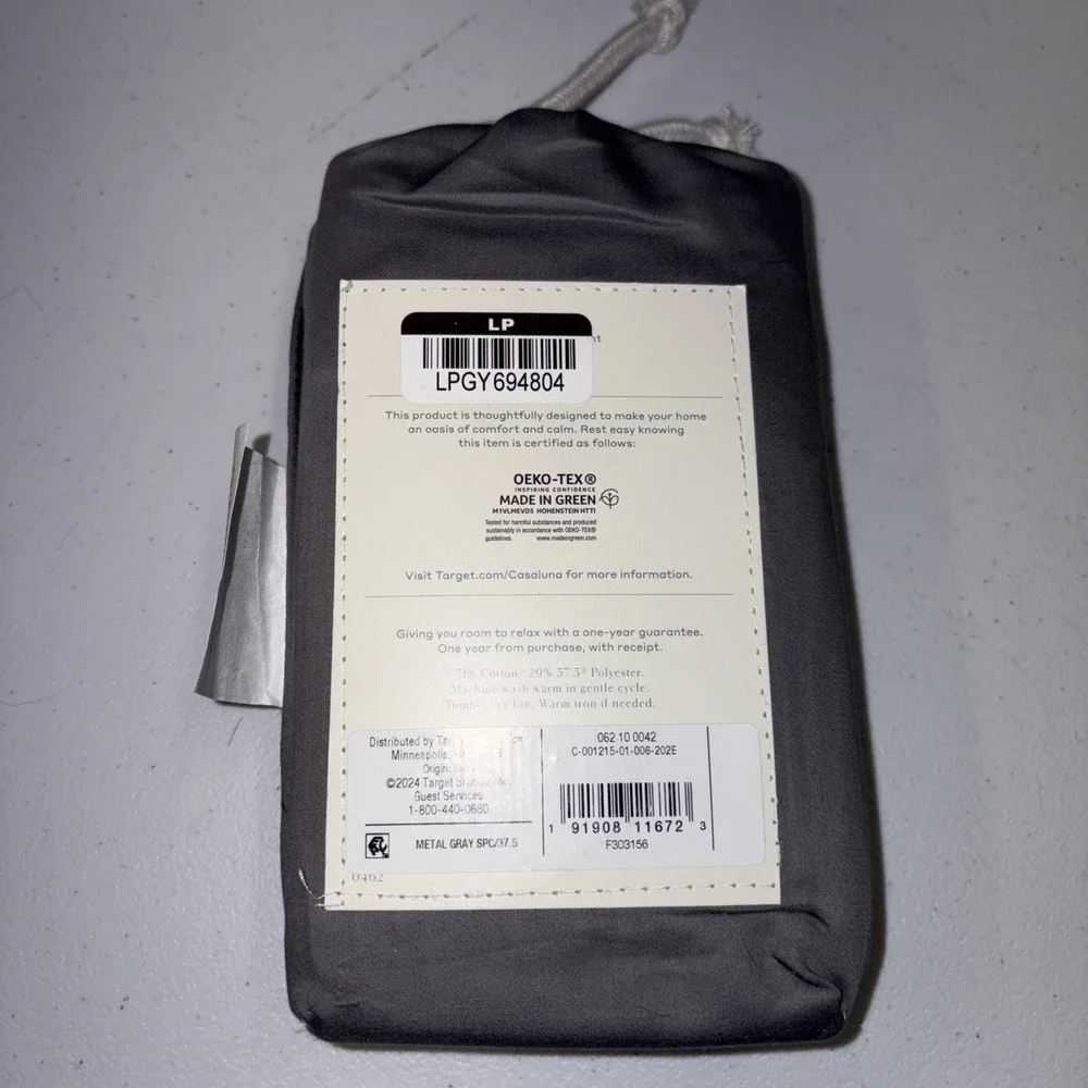 Casaluna Standard Size 300 TC Temperature Balancing Pillowcase Set - Metal Gray